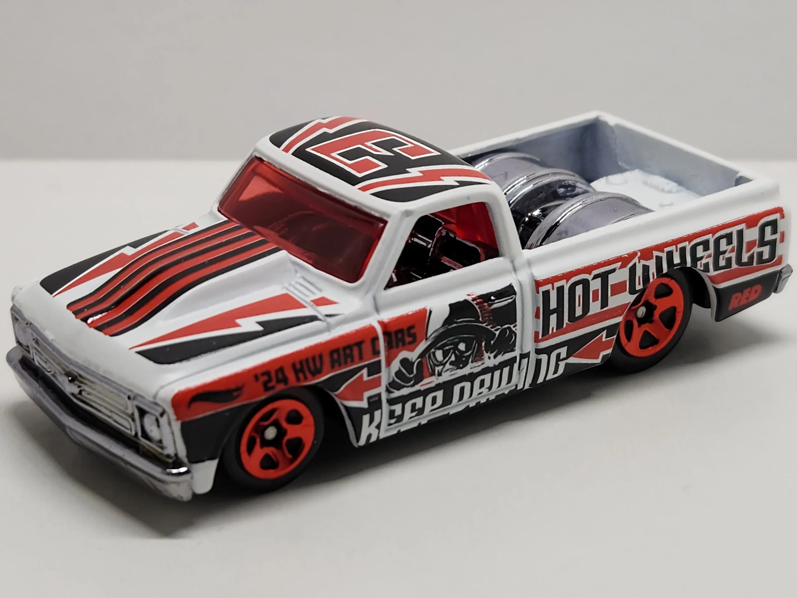 2024 Hot Wheels 								'67 Chevy C10 White - Mainline 083/250 - Target Exclusive Red Edition 5/12