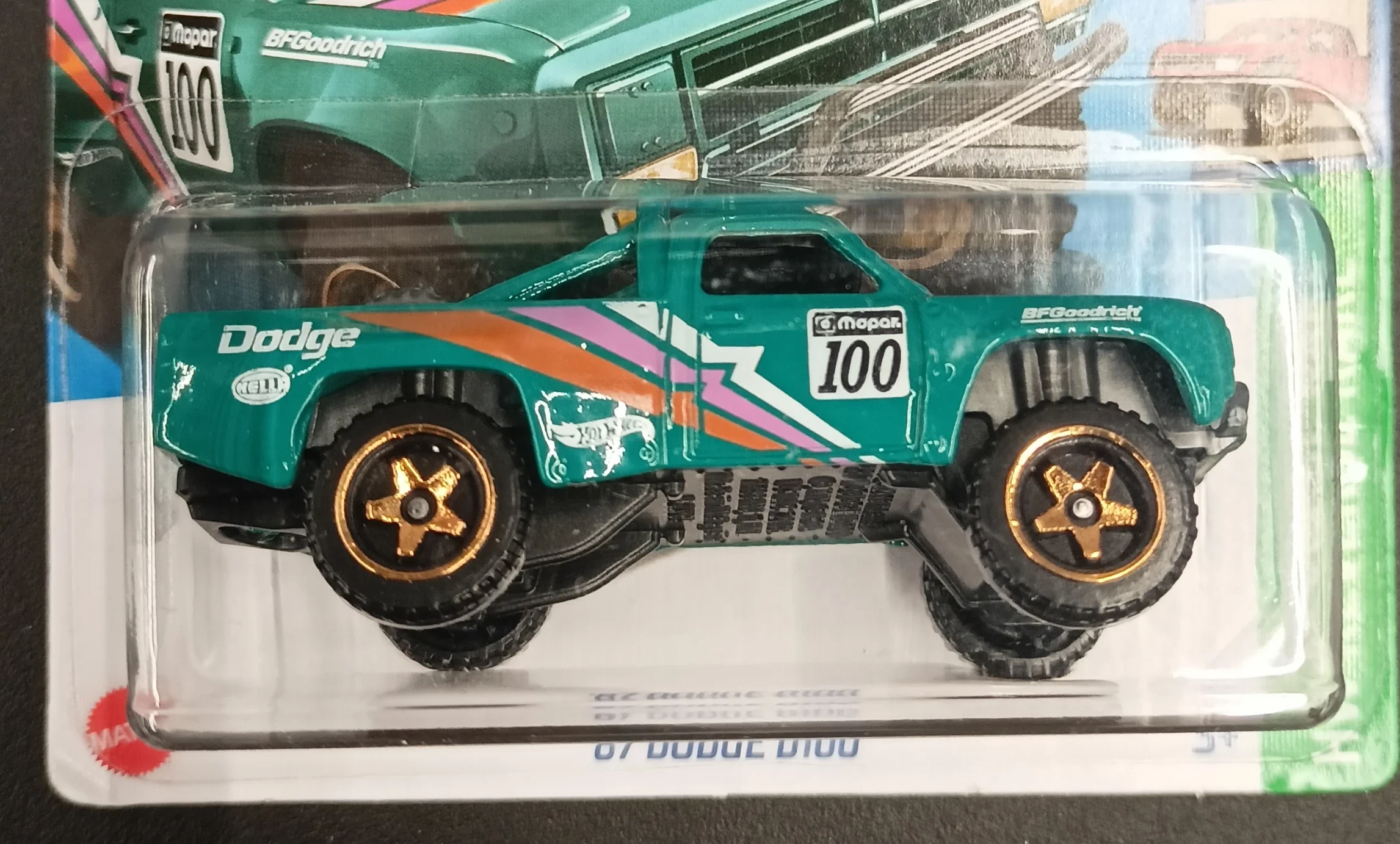 2024 Hot Wheels 							'87 Dodge D100 Green - Mainline 038/250 - Reverse Rake 1/5