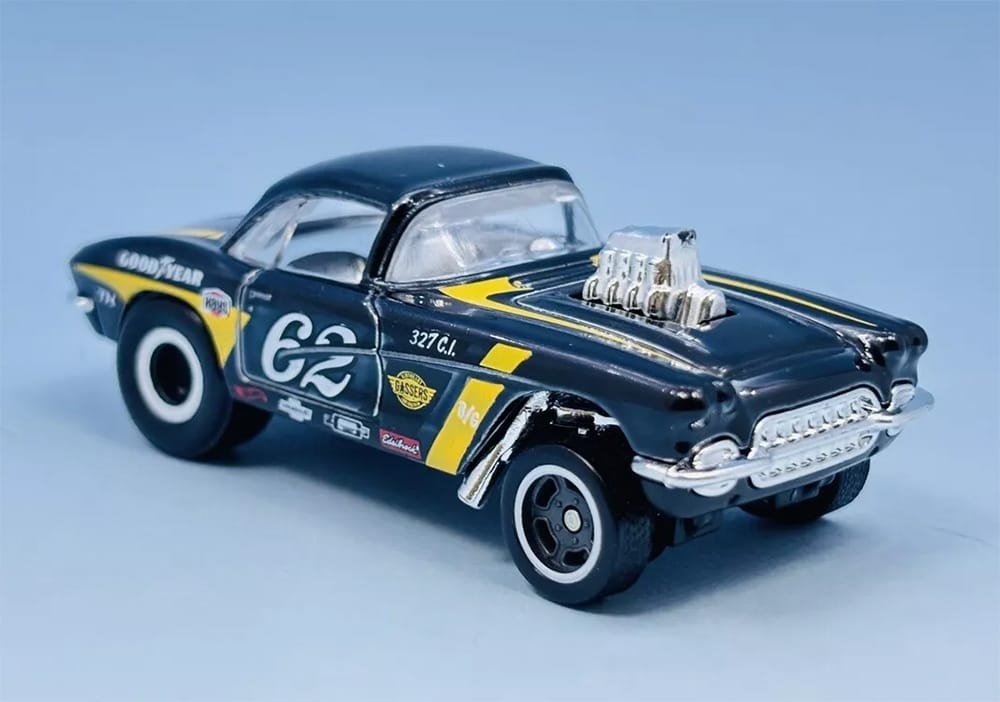 2025 Hot Wheels 	'62 Corvette Gasser Navy Blue - Mainline 182/250 - Reverse Rake 4/5 Super Treasure Hunt