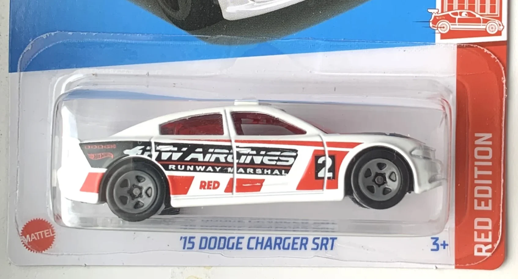 2024 Hot Wheels 							'15 Dodge Charger SRT White - Mainline 007/250 - Target Exclusive Red Edition 1/12