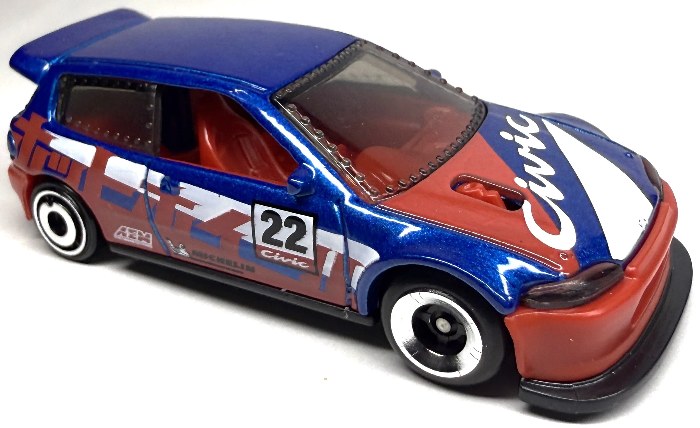 2025 Hot Wheels 	Honda Civic Custom Red & Blue - Mainline 201/250 - Reverse Rake 5/5 