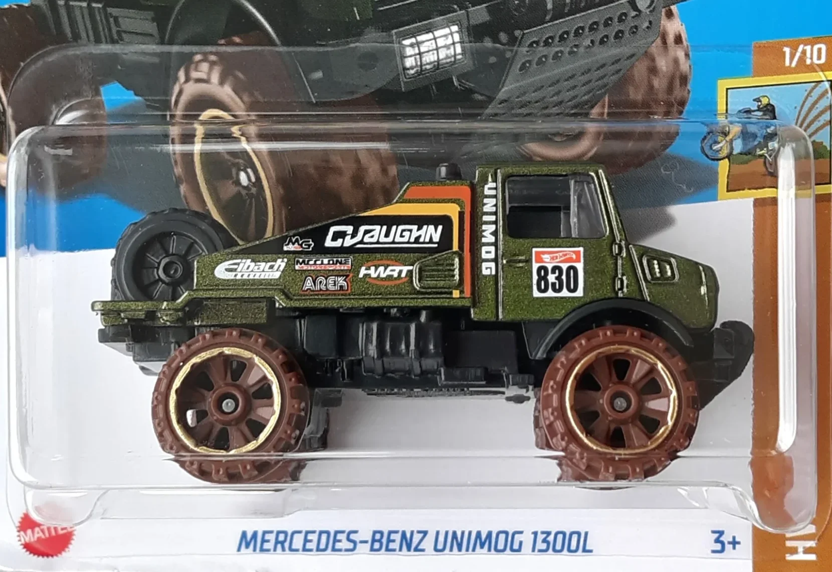 2024 Hot Wheels Mercedes-Benz Unimog 1300L Dark Green - Mainline 178/250 - Dirt 1/10