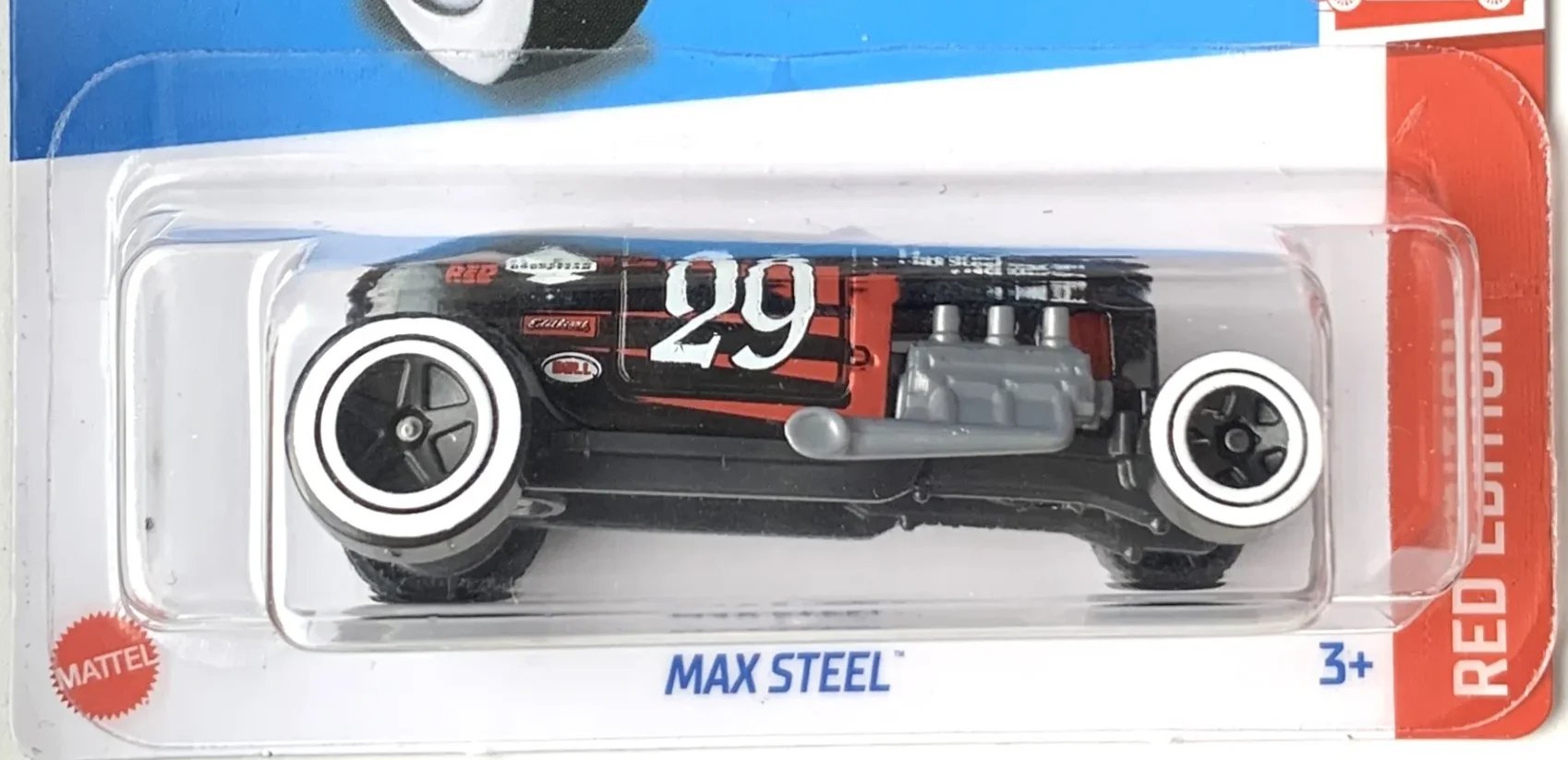 2024 Hot Wheels 							Max Steel Black - Mainline 019/250 - Target Exclusive Red Edition 3/12