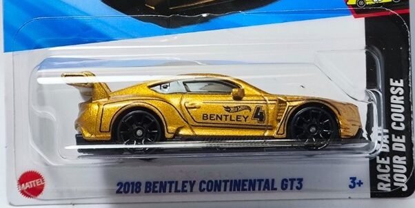 2025 Hot Wheels 		2018 Bentley Continental GT3 Gold - Mainline 162/250 - Race Day 7/10