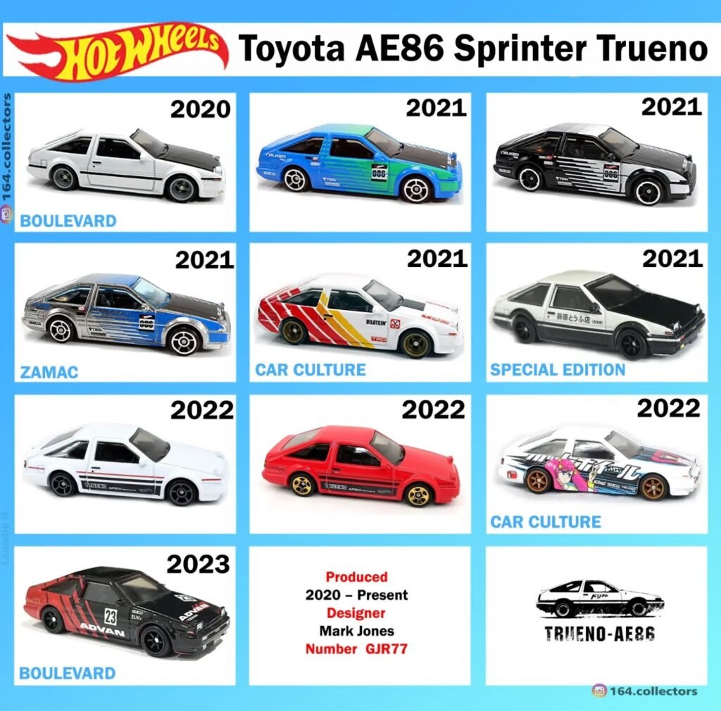 Lista Completa Hot Wheels Toyota AE86 Corolla Sprinter Trueno